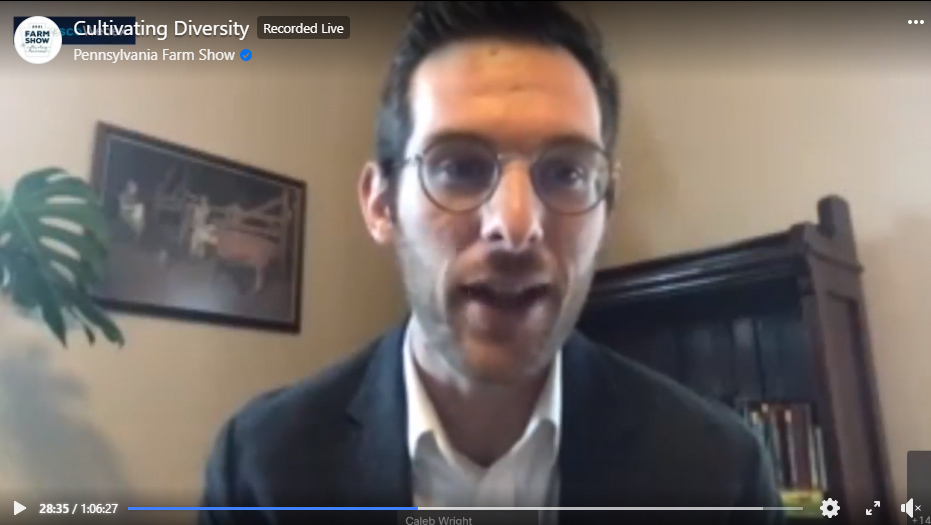 Caleb Wright speaking on the 2021 Farm Show.